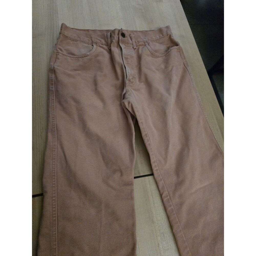 VTG Larry Mahan Western Pants Men's 34 Terracotta Tan 100% Cotton Canvas Jeans